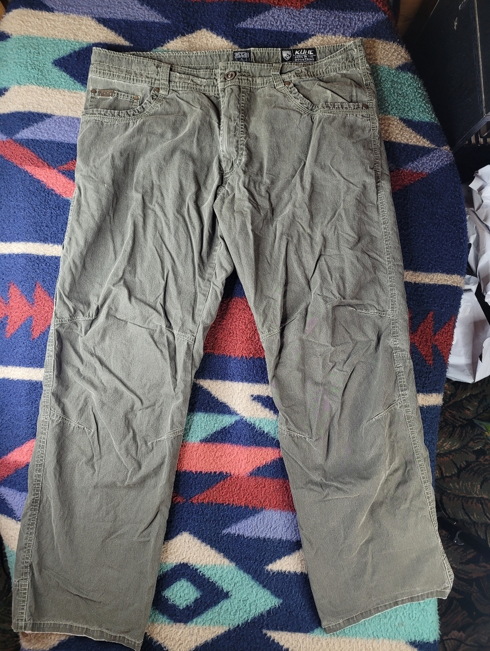Kuhl Revolvr Pants Mens 38x29 Gray Vintage Patina Dye Hiking Articulated Knee
